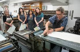 Students in letterpress class