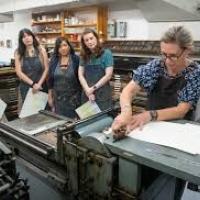 Students in letterpress class